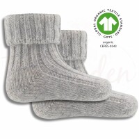 Ewers Baby Woll Socken GOTS Wolle/Baumwolle hellsilber 13-14