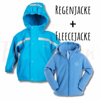 BMS 2 in1 Kinder Regenjacke gefütterte mit zip-in Fleecejacke hellblau  92