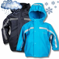 BMS 2 in1 Kinder Regenjacke gefütterte mit zip-in Fleecejacke hellblau  92