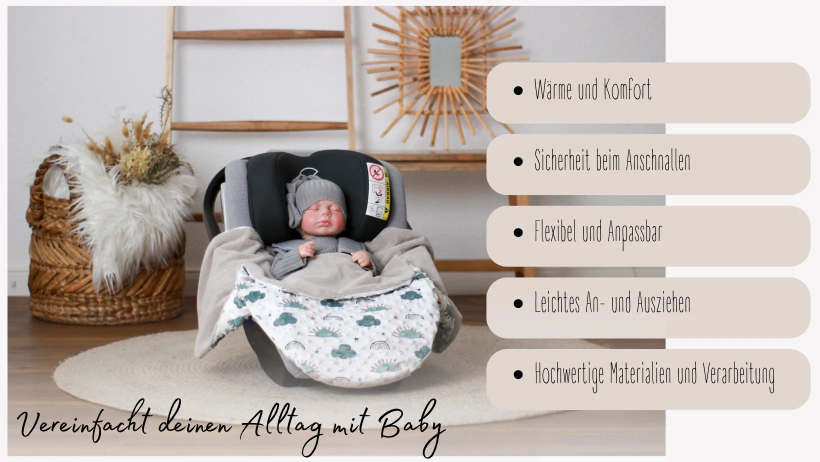 Einschlagdecke Babyschale Wollwalk